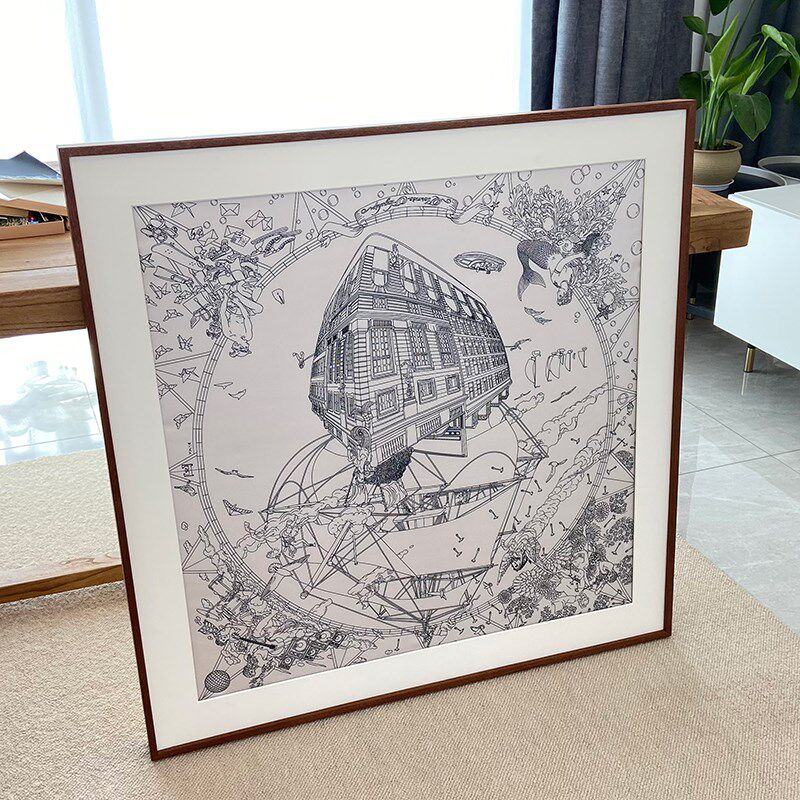 【纯实木大画框】diy无损磁吸裱框丝巾装裱轻奢风格画框定制相框