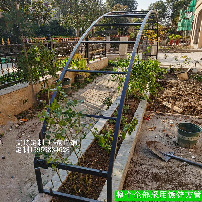 铁艺拱门欧式庭院门垛半圆拱门花园蔷薇爬藤月季花架铁线莲架子