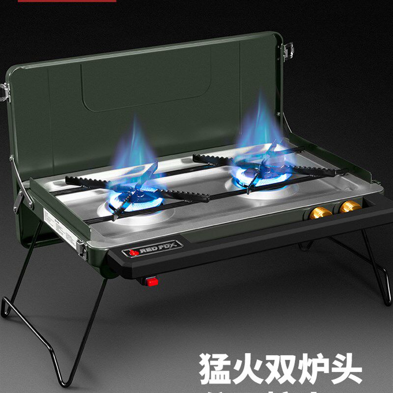 双头燃气烧烤炉家用户外炉具露营煮茶烤肉炉子卡式炉便携式燃气灶