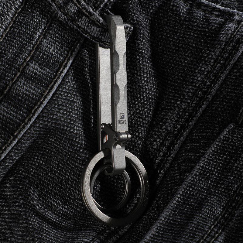可快拆钛合金钥匙扣男士腰带穿皮带锁匙扣汽车环腰挂运动裤锁匙扣