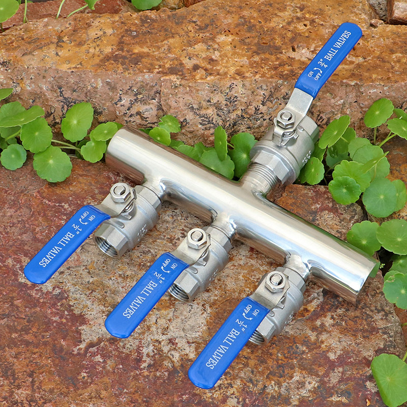 304不锈钢分水器 家用冷热水工业油气分流阀中间进水6分转4分水阀