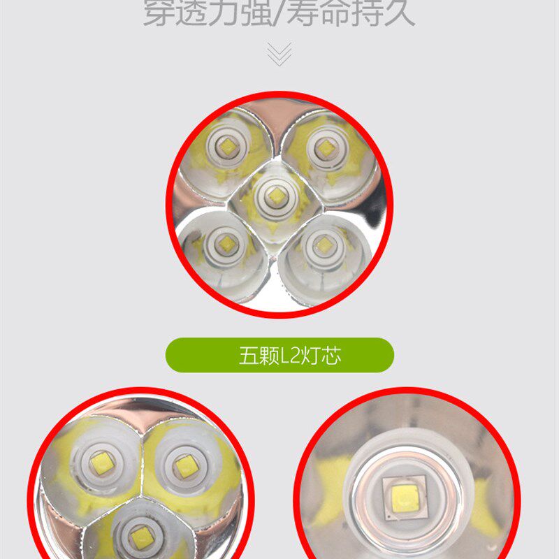 3灯T6-L2强光潜水手电筒 3led铝合金手电户外救援深海作业手电筒