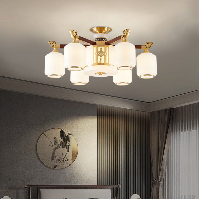 新中式吸顶灯全铜实木客厅古典大气中国风别墅大厅餐厅主卧室吊灯