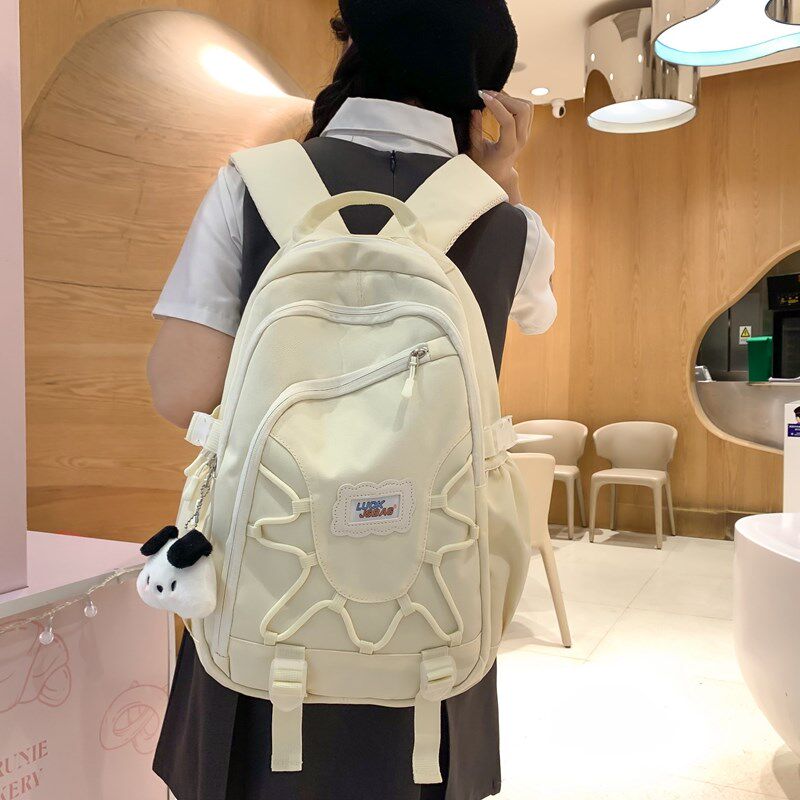 减负书包女初中生高中学生双肩包大学生韩系撞色大容量电脑背包女