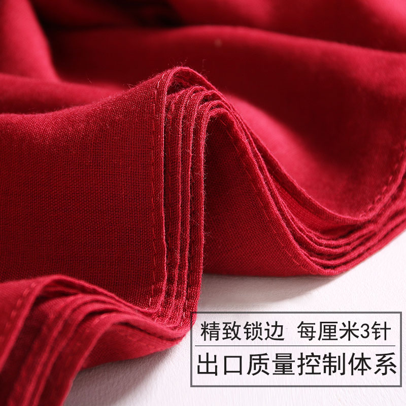 酒红色棉麻围巾女冬季保暖披肩两用百搭纯色长款大尺寸文艺丝巾