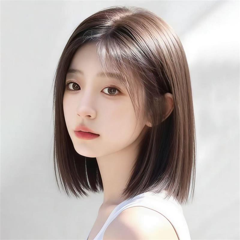 假发女全头套自然长发BOBO头中分无刘海真发全真人发新款夏季头套