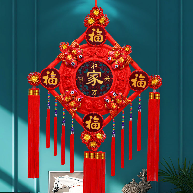 桃木中国结挂件客厅大号福字镇宅玄关背景墙装饰家居乔迁新年挂饰