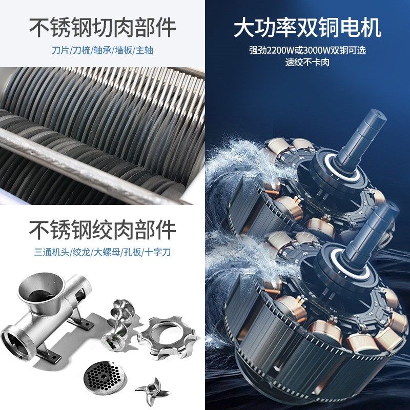 大功率绞肉机商用多功能不锈钢大型切片肉铺绞馅打肉绞切灌肠一体