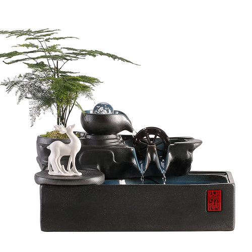 创意招财猫摆件流水生财循环水办公室桌面前台收银台开业送礼装饰