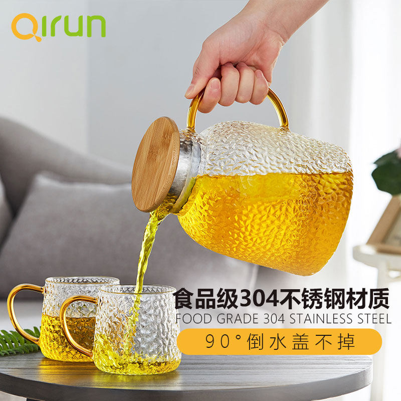 冷水壶家用夏装水凉水壶套装玻璃水壶耐高温凉水杯茶壶冰水大容量