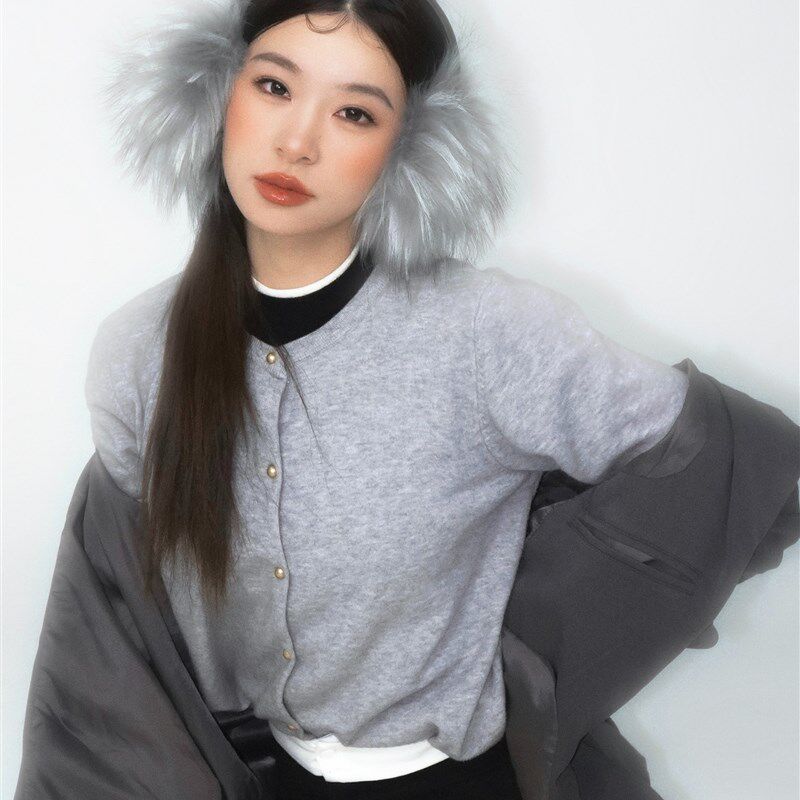 PANCY冬季格雷系灰色毛绒耳罩大号耳包辣妹耳暖保暖耳套耳捂女
