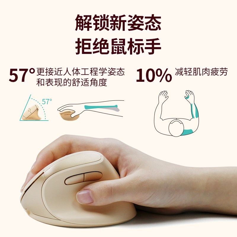BOW 人体工学双模垂直鼠标静音无线蓝牙笔记本电脑女小手专用立式