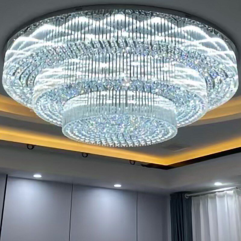 酒店圆形水晶灯宴会大厅堂灯别墅KTV会所包厢工程灯吸顶水晶吊灯