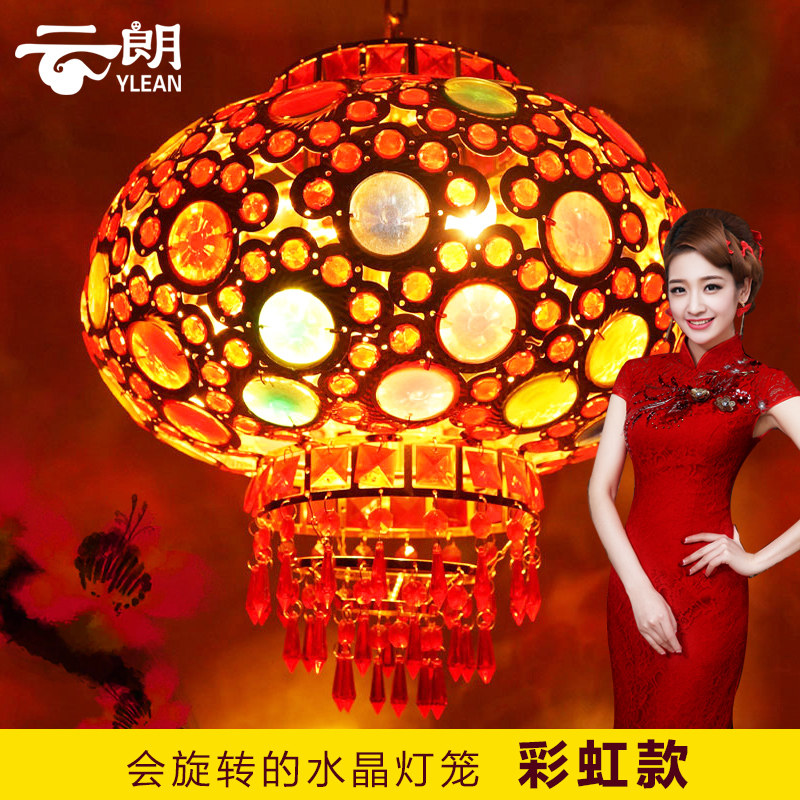 大红喜庆新年福字水晶灯笼灯春节过年乔迁阳台新房走马旋转吊灯具