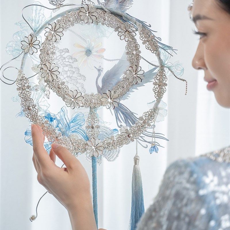 江梦原创新娘结婚手捧花团扇DIY材料包中国风喜扇中式婚礼配饰