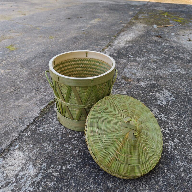 竹制品竹子编织传统竹饭桶编织老式多层蒸笼手工厨房家用蒸饭甑子