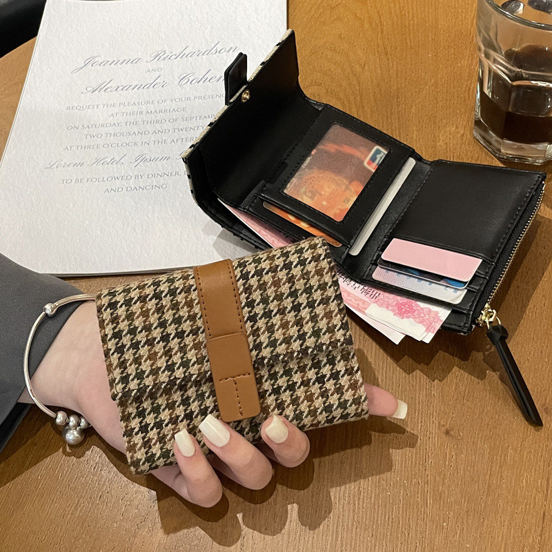 钱包女士2023新款潮折叠皮夹小钱包小众设计高级感短款零钱包卡包