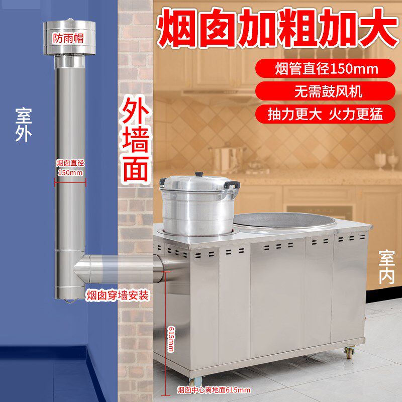 厨房橱柜家用烧木柴柴火灶不锈钢户外多功能可移动子母双灶