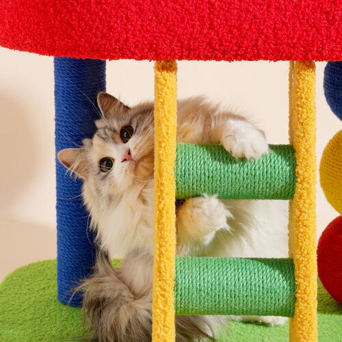 多巴胺猫爬架猫窝一体麻垫冬季矮脚通用耐抓小型不占地楼梯猫抓柱