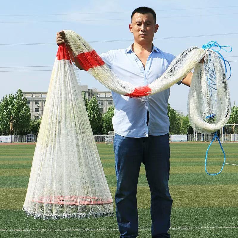 大力马飞盘撒网手抛网渔网加重焊接铁链圆盘手抛网钢拉丝撒鱼抛网图片
