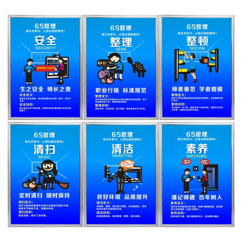 包邮5S管理标识牌工厂企业生产6S车间宣传标语7S宣传看板8S挂图KT