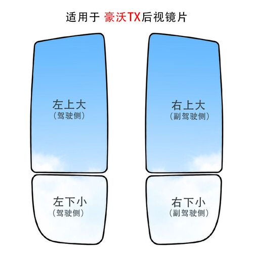 重汽豪沃TX7TX5TX6后视镜片豪沃TX340/460后照镜反光镜片加热电动