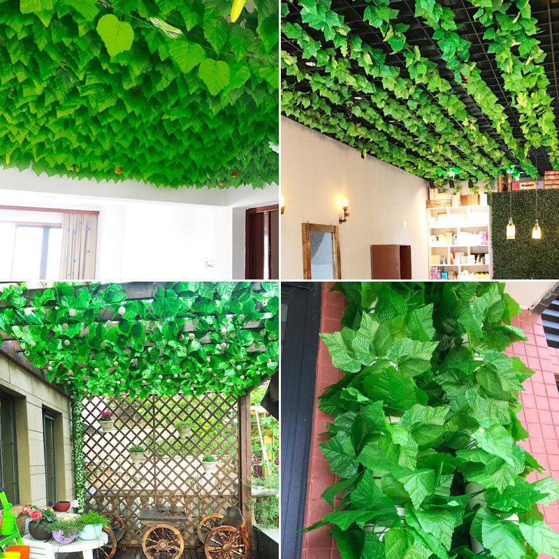 仿真葡萄树叶假花藤蔓室内吊顶包空调水管道绿叶装饰藤条绿植遮挡