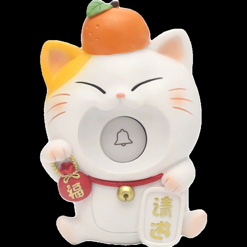 门铃家用无线卡通户外防水自发电别墅远距离可爱猫狗创意门钟一拖