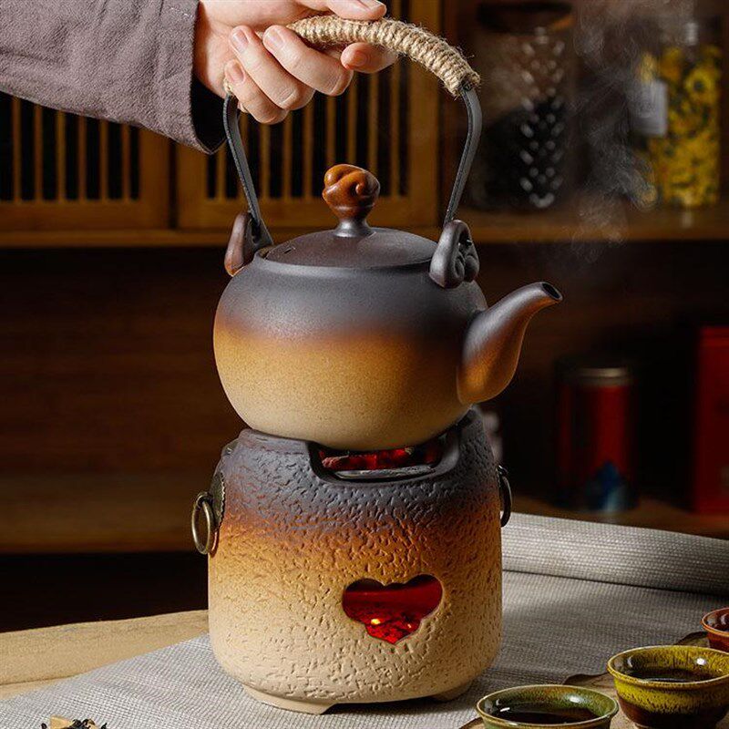 冬天围炉煮茶炭火炉煮茶壶可干烧专用全套陶壶明火碳火烤茶烧水壶