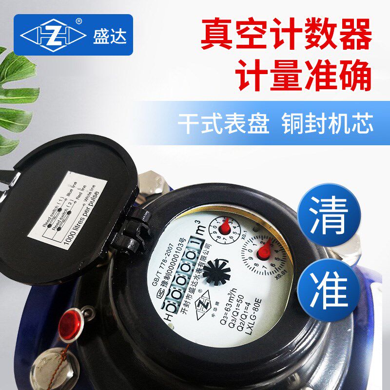 盛达旋翼螺翼式自来水表4分6分1寸家用立式水表DN15/20机械大口径