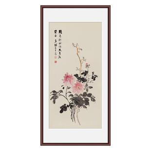 名家张大千国色牡丹新中式花卉花鸟装饰画玄关挂画入户走廊国画