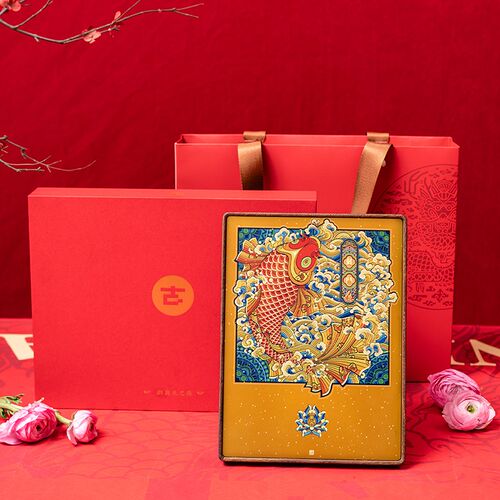 鱼跃龙门新中式锦鲤摆饰吉祥入户客厅相框摆台送礼礼盒装桌面摆件