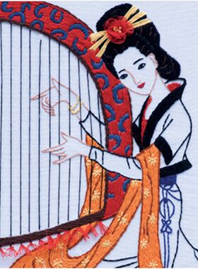 包邮新款立体丝带绣客厅书房酒店大挂画群英合乐图四大美人十字绣