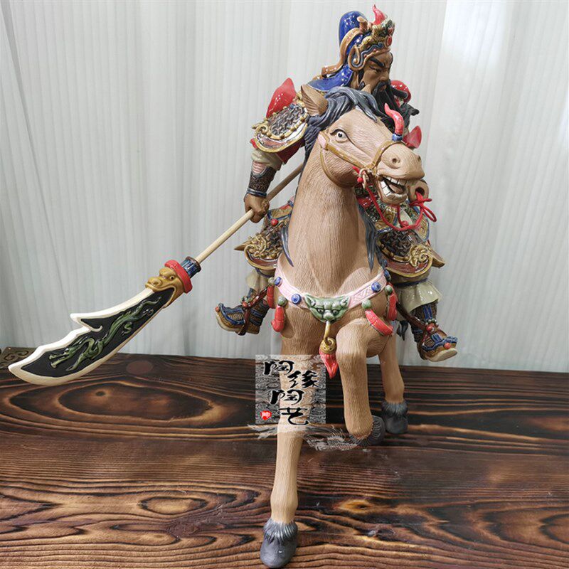 陶瓷工艺品 石湾公仔 千里走单骑 关公