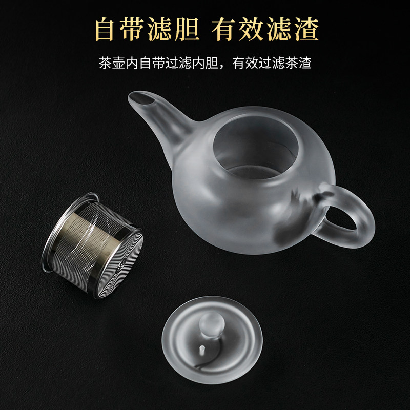 轻奢玻璃盖碗套装耐热加厚大茶碗家用功夫茶道水墨琉璃茶具可定制
