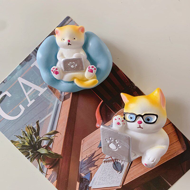 打工人猫咪冰箱贴创意磁贴3D立体个性磁铁可爱动漫卡通家居装饰品