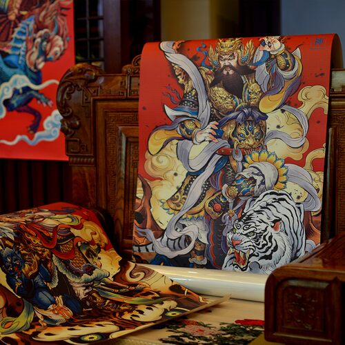 特大超大号门神定制农村别墅寺庙大单门贴户外防水背胶秦叔宝年画