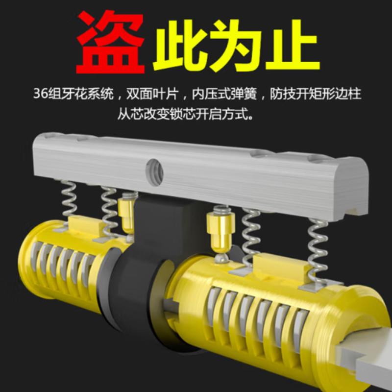 意利原子C级双面叶片锁芯家用防盗门锁芯入户大门锁芯防打断锁芯