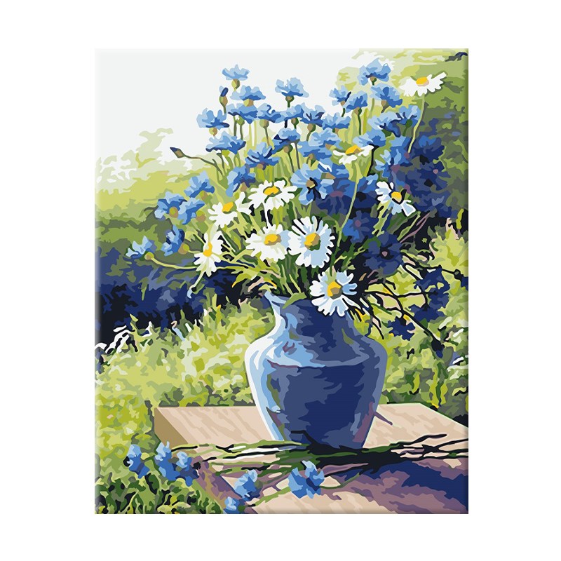 diy数字油画手绘填充手工画画填色紫丁香与雏菊油彩画减压肌理画
