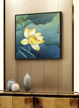 荷花装饰画瑜伽养生馆挂画客厅玄关走廊过道壁画禅意饭店墙面莲花