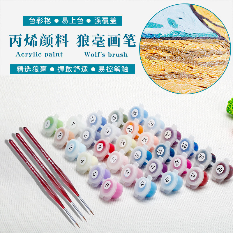 diy数字油画抽象人物画人像简约填色手工手绘画画填充涂色油彩画