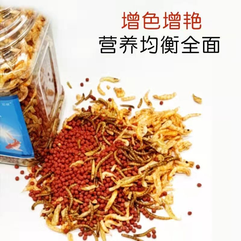 迎健锦鲤饲料鱼食5斤虫虾干螺旋藻增色增体蝴蝶鲤金鱼专用粮10斤