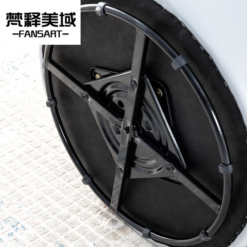 轻法式复古实木沙发椅可旋转纳帕皮胡桃木休闲椅卧室客厅单转椅