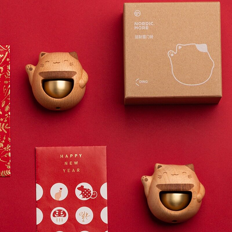 招财猫门铃铛开业乔迁礼物新居搬家礼品入户开门迎宾提醒提示装饰