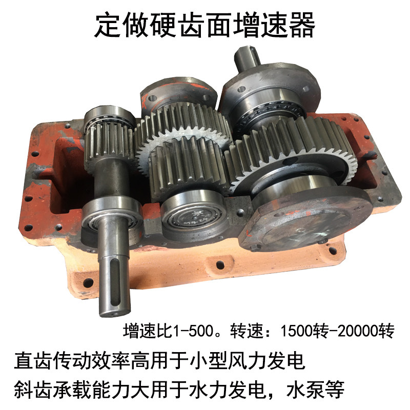 订制 硬齿面增速器 减速机 直齿轮增速器增速机 风力 水力 水泵等