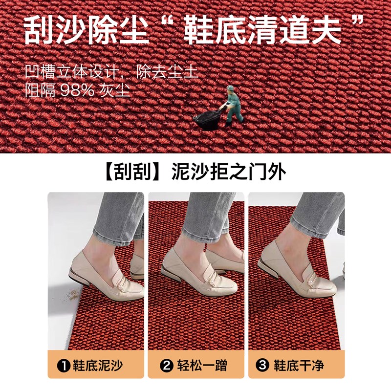 红色菠萝纹进门地垫福满新居入户门垫喜庆红色乔迁门口垫子脚垫