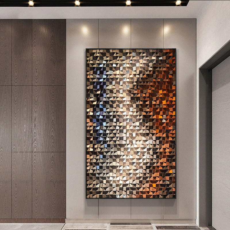 现代立体木头装饰画手工装置实物画简约客厅壁画入户玄关过道挂画