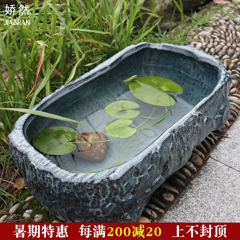 景德镇陶瓷花盆长方形大号养睡碗莲荷花盆阳台一叶莲花盆大号家用
