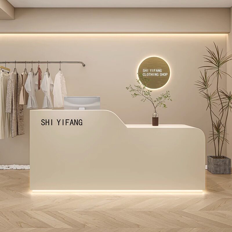 简约服装店收银柜台店铺小型美容院前台接待台女装店烤漆吧台桌柜