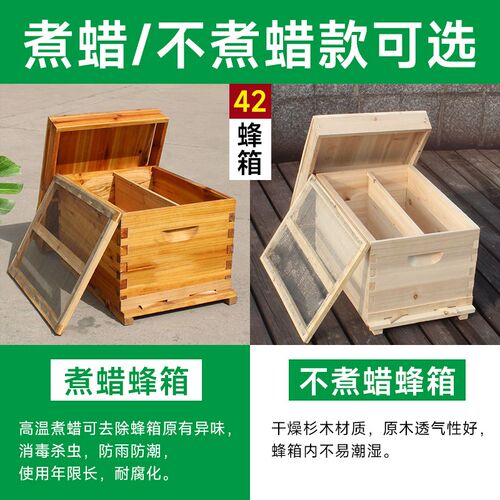 42蜂箱中蜂箱煮蜡全套十框标准杉木养蜂工具七框广式小蜂箱带巢框